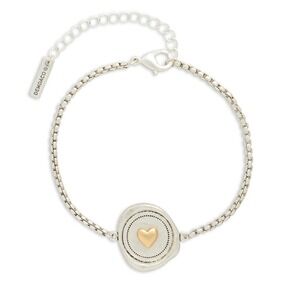 NIB! DEMDACO My Love Wax Seal Heart Bracelet Silver Gold Tone Box Chain
